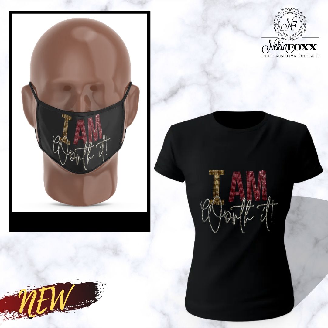 I am Worth It Combo (Bling T-shirt + Bling Face Mask Cloth)