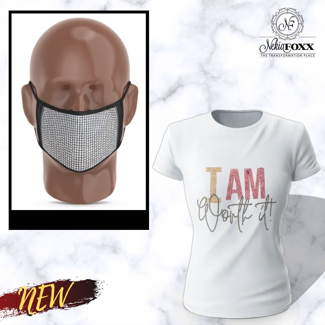 I am Worth It Combo (Bling T-shirt + Bling Face Mask Cloth)