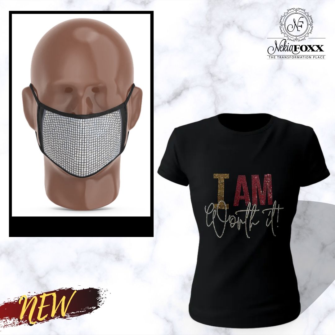 I am Worth It Combo (Bling T-shirt + Bling Face Mask Cloth)