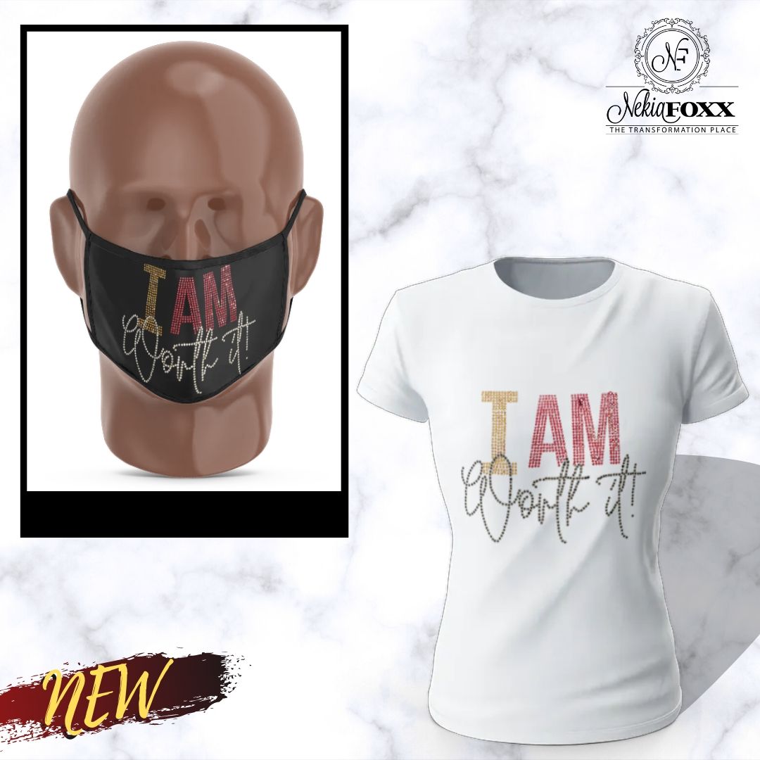 I AM Worth It Combo (Bling T-shirt + Bling Face Mask Cloth)
